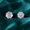 Pave 1.54 Cts Round Baguette F/VS1 Natural Diamonds Stud Earrings 14K White Gold