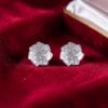 Pave 1.54 Cts Round Baguette F/VS1 Natural Diamonds Stud Earrings 14K White Gold