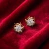 Stunning 0.75 Cts Round Brilliant F/VS1 Diamonds Stud Earrings 14K Yellow Gold