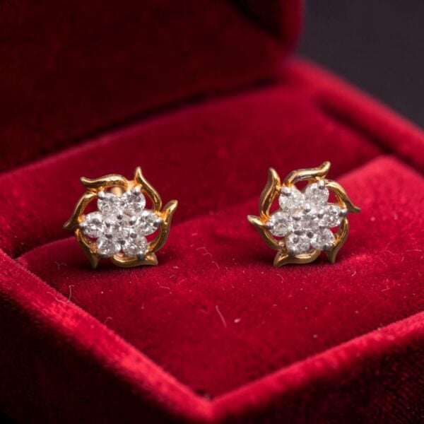 Stunning 0.75 Cts Round Brilliant F/VS1 Diamonds Stud Earrings 14K Yellow Gold