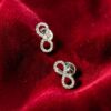 Stunning 0.30 Cts Round Brilliant F/VS1 Diamonds Infinity Stud Earrings 18K Gold