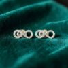 Stunning 0.30 Cts Round Brilliant F/VS1 Diamonds Infinity Stud Earrings 18K Gold