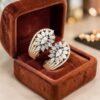 E-235 (20) Pave 2.65 Cts Marquise Round Shape Diamonds Half Hoop Stud Earrings In 14K Gold