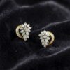 E-237 (13) Pave 2.28 Carats Round Marquise Pear Baguette Diamonds Stud Earrings 14K Gold