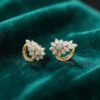 E-237 (15) Pave 2.28 Carats Round Marquise Pear Baguette Diamonds Stud Earrings 14K Gold