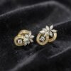E-239 (18) Pave 2.26 Cts Marquise Round Baguette Shape Diamonds Stud Earrings In 14K Gold