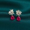 7.82 Cts Marquise Pear Shape F/VS1 Diamonds Ruby Dangle Earrings 14KT White Gold
