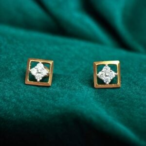 Classy 0.20 Cts Round Brilliant F/VS1 Diamonds Square Stud Earrings 14K Gold