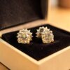 GIA Certified 1/2 Carats Round Brilliant D/VVS1 Diamonds Stud Earrings 18K Gold