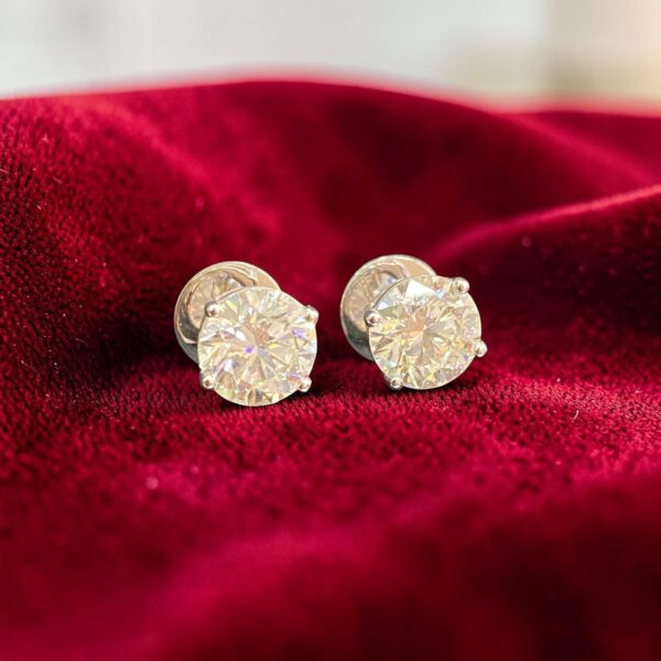 E-253 (17) GIA Certified 4 Cts Round Brilliant D/VS1 Diamonds Stud Earrings 18K White Gold