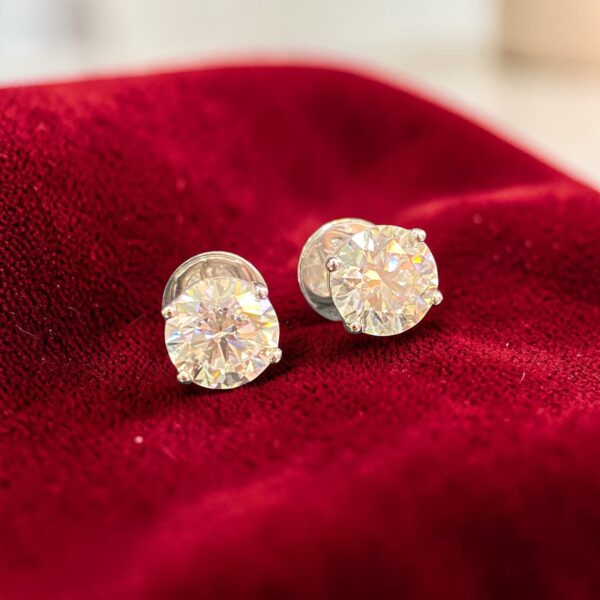 E-253 (20) GIA Certified 4 Cts Round Brilliant D/VS1 Diamonds Stud Earrings 18K White Gold