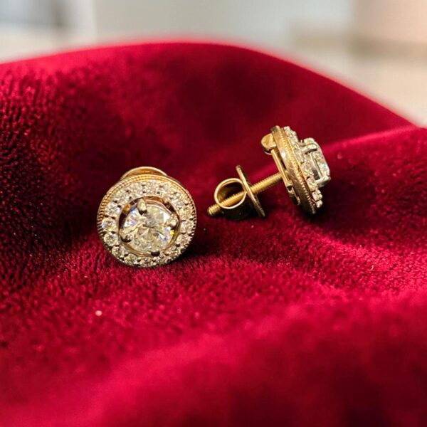 E-254 (19) GIA Certified 2.10 Cts Round Brilliant F/VS1 Diamonds Stud Earrings In 14K Gold