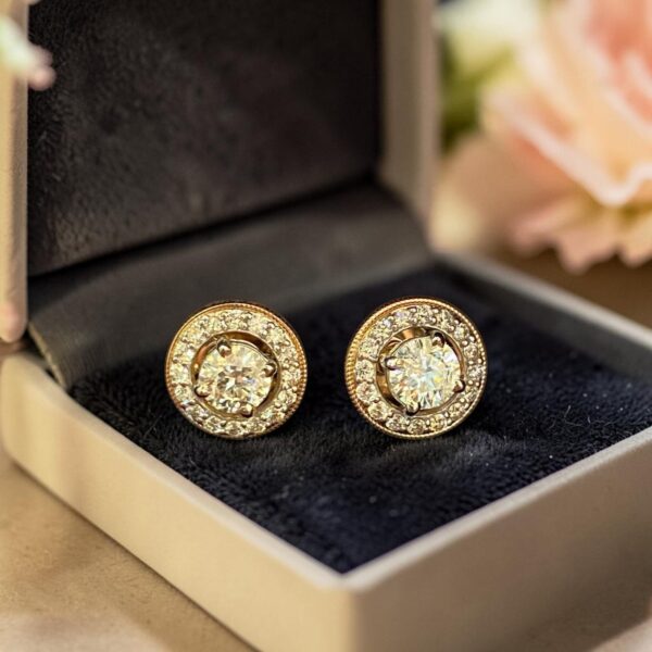 E-254 (20) GIA Certified 2.10 Cts Round Brilliant F/VS1 Diamonds Stud Earrings In 14K Gold