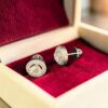 E-254-W (31) GIA Certified 2 Cts Round Brilliant F/VS1 Diamonds Halo Stud Earrings 18K Gold