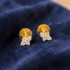 Classy 0.30 Cts Round Brilliant F/VS1 Diamonds Stud Earrings In 18K Yellow Gold