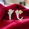 0.80 Cts Round Brilliant F/VS1 Diamonds Floral Stud Earrings In 14K Yellow Gold