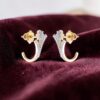 0.80 Cts Round Brilliant F/VS1 Diamonds Floral Stud Earrings In 14K Yellow Gold