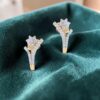 0.80 Cts Round Brilliant F/VS1 Diamonds Floral Stud Earrings In 14K Yellow Gold