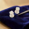 1.50 Cts Round Brilliant GIA Certified F/VS1 Diamonds Stud Earrings In 18K Gold
