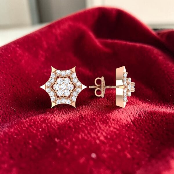 Classy 0.78 Cts Round Brilliant F/VS1 Diamonds Star Stud Earrings 14K Rose Gold