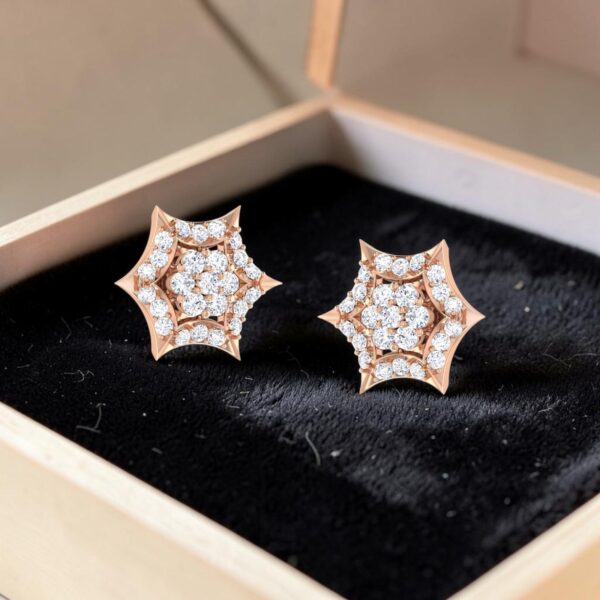 Classy 0.78 Cts Round Brilliant F/VS1 Diamonds Star Stud Earrings 14K Rose Gold