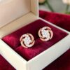 Beautiful 0.60 Cts Round Brilliant F/VS1 Diamonds Swirl Stud Earrings 14K Gold