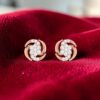 Beautiful 0.60 Cts Round Brilliant F/VS1 Diamonds Swirl Stud Earrings 14K Gold