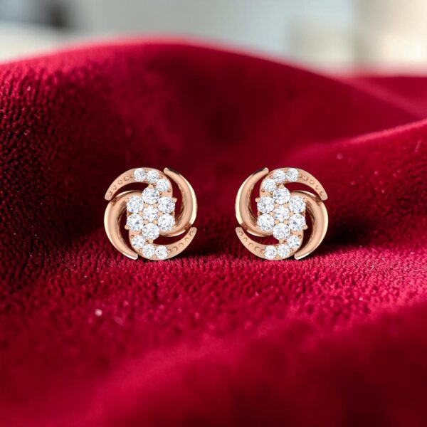 Beautiful 0.60 Cts Round Brilliant F/VS1 Diamonds Swirl Stud Earrings 14K Gold