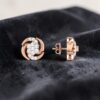 Beautiful 0.60 Cts Round Brilliant F/VS1 Diamonds Swirl Stud Earrings 14K Gold