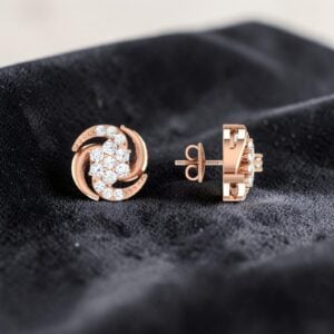Beautiful 0.60 Cts Round Brilliant F/VS1 Diamonds Swirl Stud Earrings 14K Gold