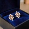0.66 Cts Round Brilliant F/VS1 Diamonds Screw Back Stud Earrings 14K Rose Gold