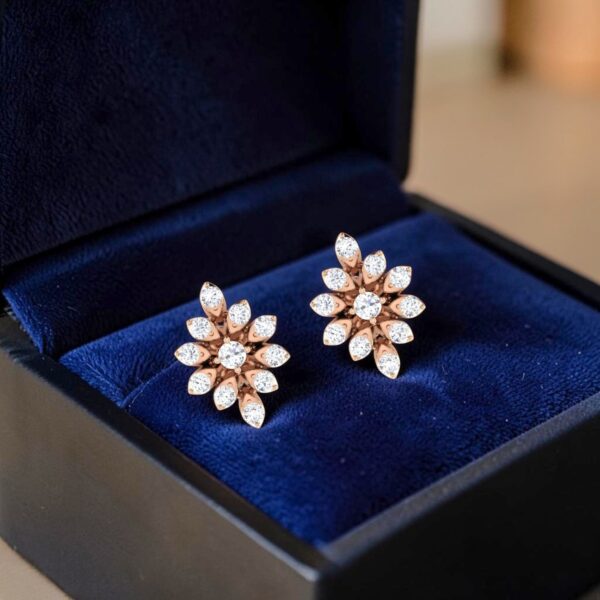 0.66 Cts Round Brilliant F/VS1 Diamonds Screw Back Stud Earrings 14K Rose Gold