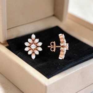0.66 Cts Round Brilliant F/VS1 Diamonds Screw Back Stud Earrings 14K Rose Gold