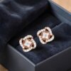 E-262 (10) Stunning 0.84 Cts Round Brilliant F/VS1 Diamonds Stud Earrings In 14K Rose Gold