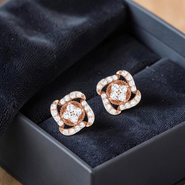 E-262 (10) Stunning 0.84 Cts Round Brilliant F/VS1 Diamonds Stud Earrings In 14K Rose Gold