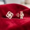 E-262 (6) Stunning 0.84 Cts Round Brilliant F/VS1 Diamonds Stud Earrings In 14K Rose Gold
