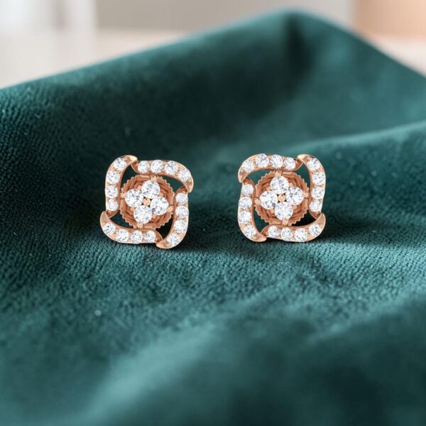 E-262 (7) Stunning 0.84 Cts Round Brilliant F/VS1 Diamonds Stud Earrings In 14K Rose Gold