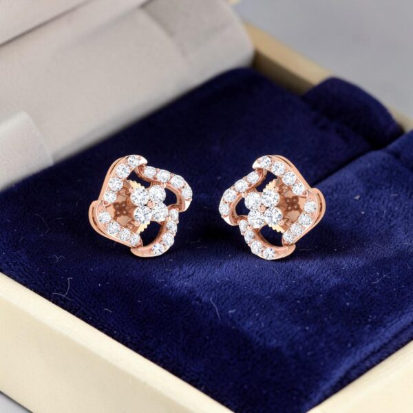 E-262 (8) Stunning 0.84 Cts Round Brilliant F/VS1 Diamonds Stud Earrings In 14K Rose Gold