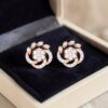 Classic 0.90 Cts Round Brilliant F/VS1 Diamonds Stud Earrings In 14K Rose Gold