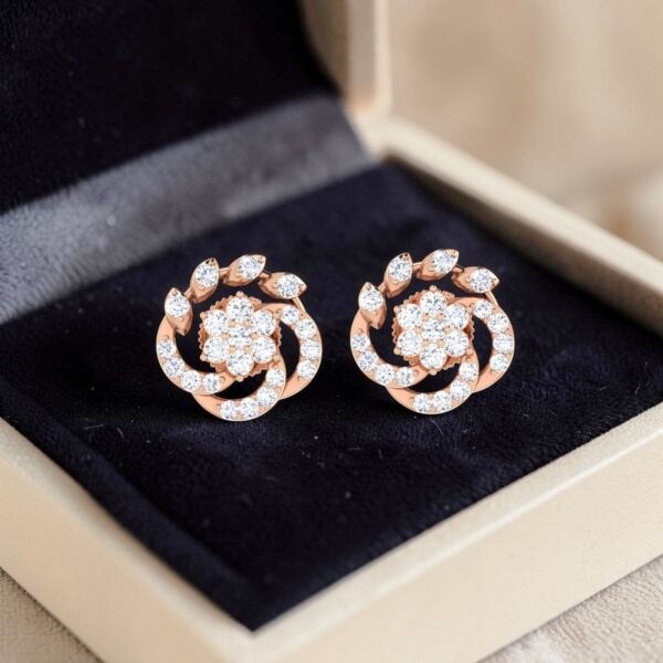 Classic 0.90 Cts Round Brilliant F/VS1 Diamonds Stud Earrings In 14K Rose Gold