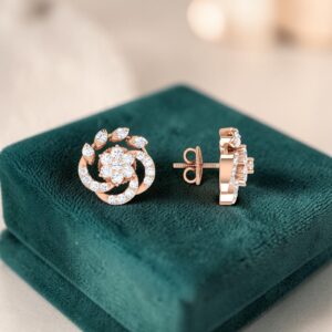 Classic 0.90 Cts Round Brilliant F/VS1 Diamonds Stud Earrings In 14K Rose Gold