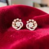 Classic 0.90 Cts Round Brilliant F/VS1 Diamonds Stud Earrings In 14K Rose Gold