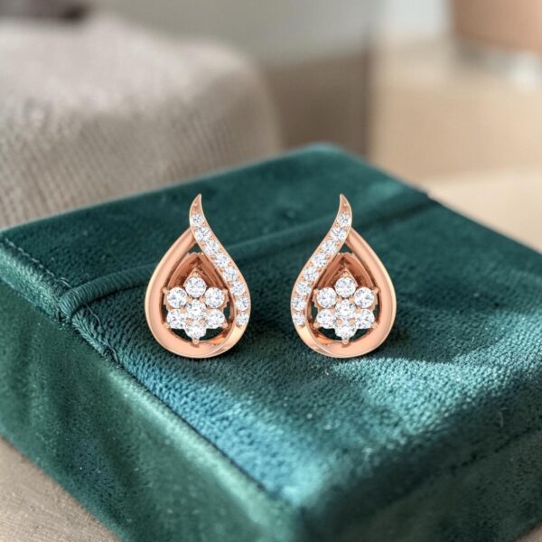 Gorgeous 0.62 Cts Round Brilliant F/VS1 Diamonds Stud Earrings In 14K Rose Gold