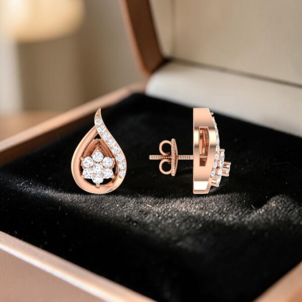 Gorgeous 0.62 Cts Round Brilliant F/VS1 Diamonds Stud Earrings In 14K Rose Gold
