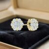 E-265 (5) Pave 0.88 Carats Round Brilliant F/VS1 Diamonds Stud Earrings In 14K Yellow Gold