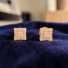 E-268 (23) Pave 0.72 Cts Round Brilliant F/VS1 Diamonds Square Halo Stud Earrings 14K Gold