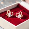 Classy 0.68 Cts Round Brilliant F/VS1 Diamonds Heart Stud Earrings 14K Rose Gold