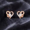 Classy 0.68 Cts Round Brilliant F/VS1 Diamonds Heart Stud Earrings 14K Rose Gold