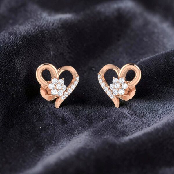 Classy 0.68 Cts Round Brilliant F/VS1 Diamonds Heart Stud Earrings 14K Rose Gold