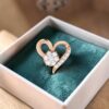 Classy 0.68 Cts Round Brilliant F/VS1 Diamonds Heart Stud Earrings 14K Rose Gold